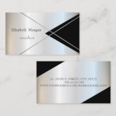 Carte De Visite Bandes d'argent géométriques modernes (Devant / Derrière)