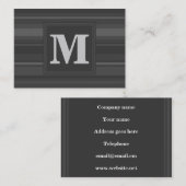 Carte De Visite Bandes de charbon de monogramme (Devant / Derrière)