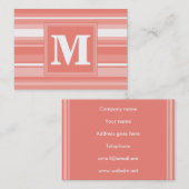 Carte De Visite Bandes de corail monogramme (Devant / Derrière)