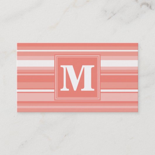 Carte De Visite Bandes de corail monogramme (Devant)