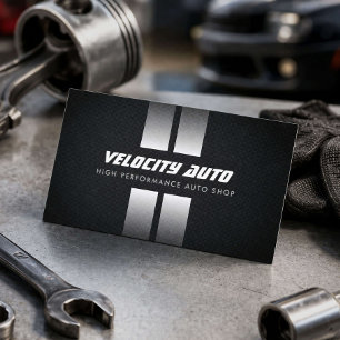 Carte De Visite Bandes de course noir Performance Auto Shop