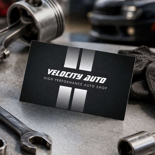 Carte De Visite Bandes de course noir Performance Auto Shop