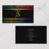 Carte De Visite Bandes de monogramme et de noir (Devant / Derrière)