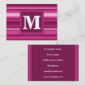 Carte De Visite Bandes de monogramme fuchsia (Devant / Derrière)