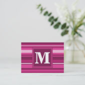 Carte De Visite Bandes de monogramme fuchsia (Debout devant)