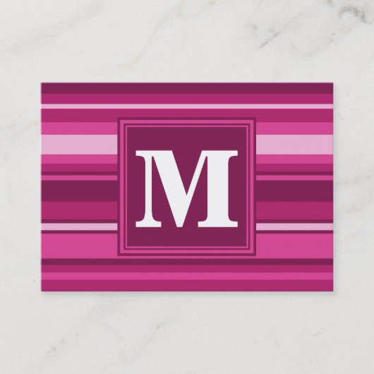 Carte De Visite Bandes de monogramme fuchsia (Devant)