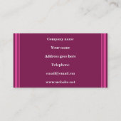 Carte De Visite Bandes de monogramme fuchsia (Dos)