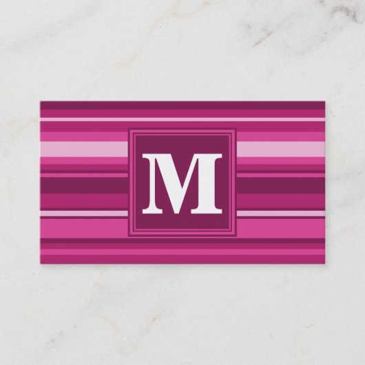 Carte De Visite Bandes de monogramme fuchsia (Devant)