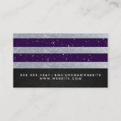 Carte De Visite Bandes de Parties scintillant d'argent violet (Dos)