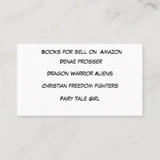 Carte De Visite Bandes dessinées de Denae (Dos)