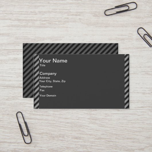 Carte De Visite Bandes diagonales minces en noir et gris (Devant/Arrière en situation)