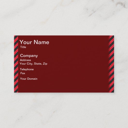 Carte De Visite Bandes diagonales noires et rouges minces (Devant)