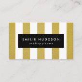 Carte De Visite Bandes d'or, Blancs, Motif rayé (Devant)