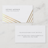 Carte De Visite bandes d'or fantaisie moderne sur blanc chic (Devant / Derrière)