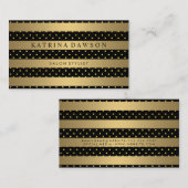 Carte De Visite Bandes d'or métallique chic avec Pois (Devant / Derrière)