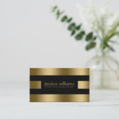 Carte De Visite Bandes D'Or Sur Noir (Debout devant)