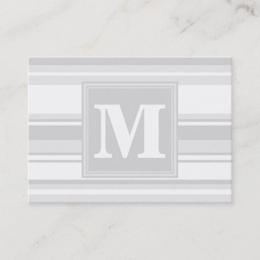 Carte De Visite Bandes gris clair monogrammes (Devant)