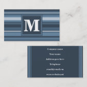 Carte De Visite Bandes gris monogramme (Devant / Derrière)