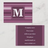 Carte De Visite Bandes mauve monogrammes (Devant / Derrière)