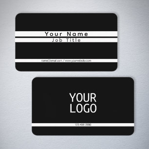 Carte De Visite Bandes minimalistes modernes noir et blanc