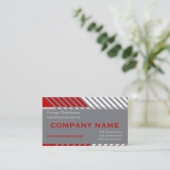 Carte De Visite Bandes modernes construction gris, rouge, blanc (Debout devant)