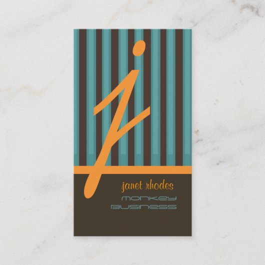 Carte De Visite Bandes monogrammes orange/turquoise/chocolat