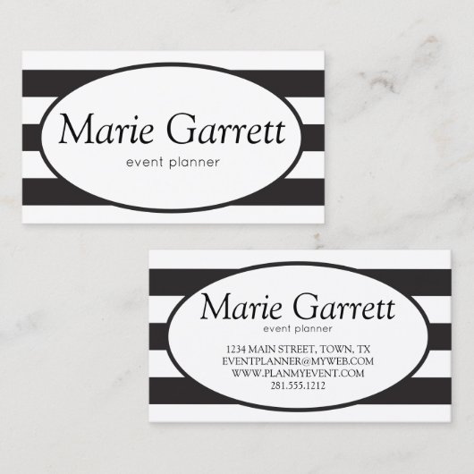 Carte De Visite Bandes noires classiques (Devant / Derrière)