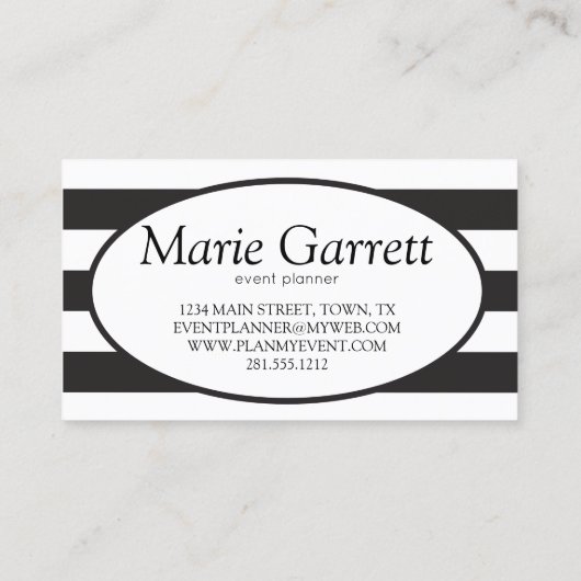 Carte De Visite Bandes noires classiques (Dos)