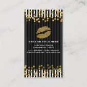 Carte De Visite Bandes noires et blanches Faux Gold Lips Beauté (Dos)
