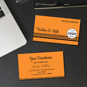Carte De Visite Bandes noires orange avec logo professionnel