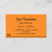 Carte De Visite Bandes noires orange clair avec Monogramme élégant (Dos)