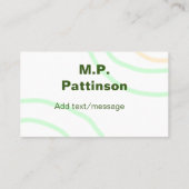 Carte De Visite Bandes orange vertes ajouter le nom message texte (Dos)
