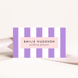 Carte De Visite Bandes pourpres, Blancs, Motif rayé