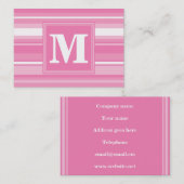Carte De Visite Bandes rose monogramme (Devant / Derrière)