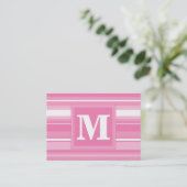 Carte De Visite Bandes rose monogramme (Debout devant)