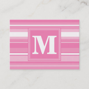 Carte De Visite Bandes rose monogramme