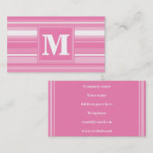 Carte De Visite Bandes rose monogramme (Devant / Derrière)