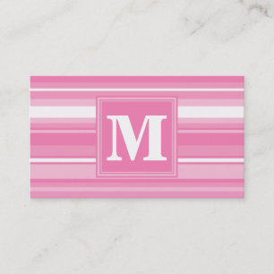 Carte De Visite Bandes rose monogramme