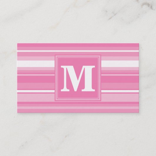 Carte De Visite Bandes rose monogramme (Devant)