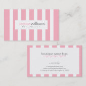 Carte De Visite Bandes Roses Et Blanches (Devant / Derrière)