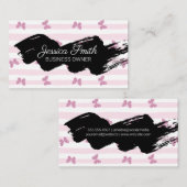 Carte De Visite Bandes roses | Papillons de Parties scintillant (Devant / Derrière)