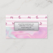 Carte De Visite Bandes roses | Papillons de Parties scintillant (Dos)