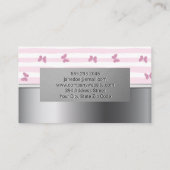 Carte De Visite Bandes roses | Papillons de Parties scintillant | (Dos)