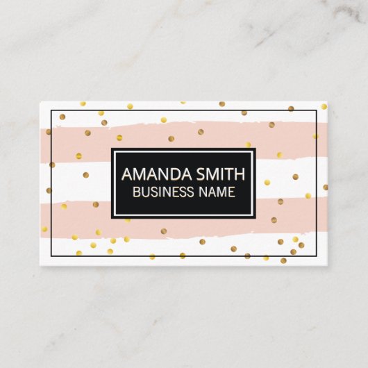 Carte De Visite Bandes roses vintages | Gold Speckled (Devant)
