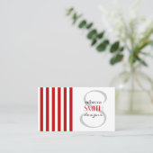 Carte De Visite Bandes rouges, Blancs, Motif rayé, Lignes (Debout devant)