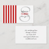 Carte De Visite Bandes rouges, Blancs, Motif rayé, Lignes (Devant / Derrière)