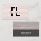 Carte De Visite Bandes rouges marbre surface élégante monogramme (Devant / Derrière)