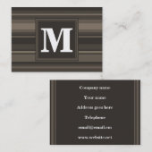 Carte De Visite Bandes taupe monogramme (Devant / Derrière)
