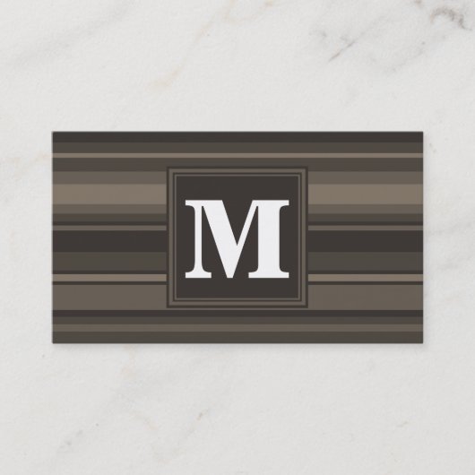 Carte De Visite Bandes taupe monogramme (Devant)