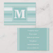 Carte De Visite Bandes vertes de menthe monogramme (Devant / Derrière)